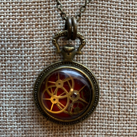 Real Pocket Watch Gears Handmade Necklace - Picture 3 of 7